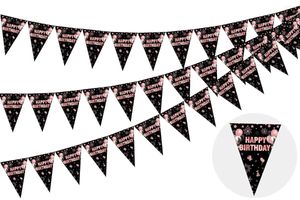 Party Decoration Happy Birthday Decor Bunting Banner Triangle Flag Pennant Supplies 18th 21st 30th 40th 50th 60th