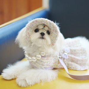 Geschirre INS Style New Dog Fashion Design Tank Top Brustgurt Walking Dog Rope Hat Set Luxus Design Hundebekleidung Hundegeschirr Leine Set