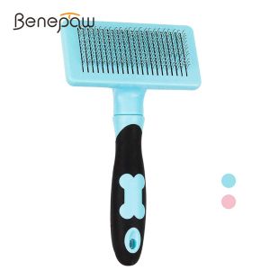 Combs Benepaw Professional Shedding Slicker Dog Brush Self Cleaning Ergonomic Surable Safe Nonslip Cat Combs for Pets Grooming