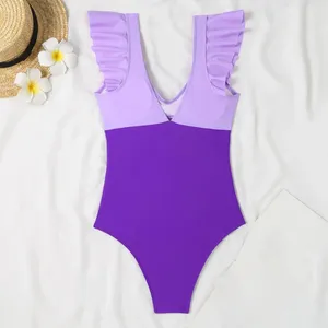 Costumi da bagno da donna Costumi da bagno interi eleganti slim fit per donna Scollo a V Controllo della pancia Monokini a vita alta con patchwork di design ritagliato