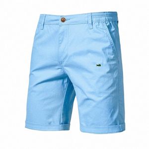 2023 Ny sommar 100% Cott Solid Shorts Män högkvalitativ avslappnad busin social elastisk midja män shorts 10 färger strand shorts l8ey#