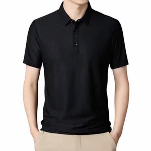 men Tops Short Sleeve All Match Soft Wear-resistant Pullover Lightweight Formal Turn-down Collar Summer T-shirt for Daily Wear j3PF#