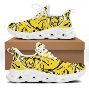 Casual Shoes HOMDOW Brand Design Women Sneakers White Plants Abstract Color Structure Print Lace-up Flats Footwear