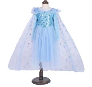 Varejo 2020 novas crianças vestido rainha da neve lantejoulas cosplay manto arrastando fio líquido vestidos da menina de flor meninas vestido de princesa de natal 8840134