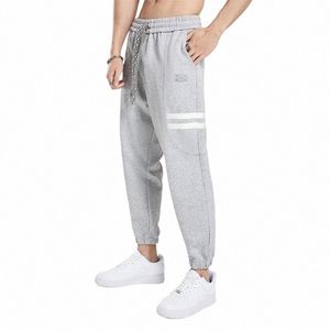 Nya grå joggar i full längd byxor Mens Tracksuit Bottoms Autumn Polyester Streetwear Sport Trousers Man Mid Casual Pantales 49ag#