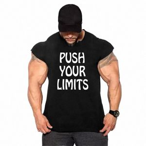 Schädel Strg Druck Kleidung Bodybuilding Cott Gym Tank Tops Männer Sleevel Unterhemd Fitn Stringer Muscle Workout Weste X1dK #