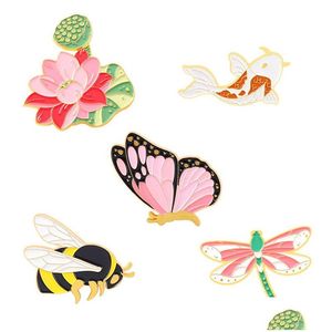 Pins Brooches Yellow Bee 25Pcs/ Lot Cartoon Gold Plated Animal Brooch For Girls Enamel Badge Drop Delivery Jewelry Dh0Wk