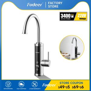 Schaar Fudeer Electric Kitchen Water Heater Faucet 220V Insant加熱タップタンクレスウォーターヒーティングデジタルディスプレイxh505