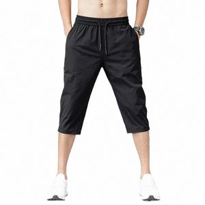 Männer Shorts Sommer Breeches 2024 Dünne Nyl 3/4 Länge Hosen Männliche Bermuda Board Schnell Trocknend Strand Schwarz Männer Lg Shorts B11i #