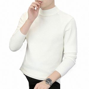 autumn And Winter High Quality Men's Sweater Cmere Sweater Men's Pullover Half High Collar Soft And Warm Knitted Sweater v6q2#