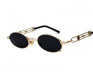 Retro steampunk Óculos de sol Men Round Frame Vintage 2019 Metal Frame Gold Black Fashion Oval Glasses para mulheres Red Male Designe4275446