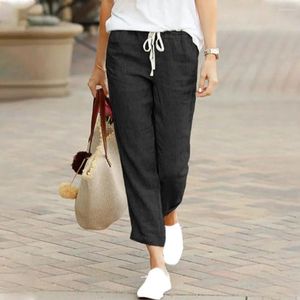 Women's Pants Elastic Drawstring Trousers Women Stylish Waist With Pockets For Office Elegant