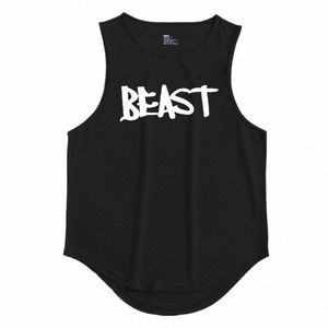 beast Gym Clothing printing Sleevel Undershirt Fitn Mens Muscle Vest Summer Leisure Self-cultivati Sports Men Tanktop U99V#