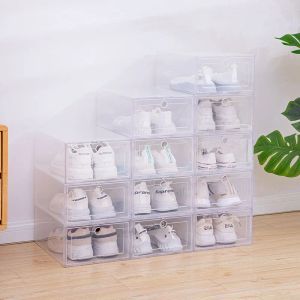 Caixas 6 pçs/set transparente sapatos de plástico caso gaveta espessada caixas de sapato de plástico caixa empilhável sapato organizador caixa de sapatos