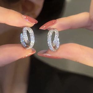 Orecchini a bottone in argento sterling S925 scintillanti gioielli di lusso pavimenta 5A zircone cubico diamante CZ pietra preziosa marca festa delle donne matrimonio orecchino croce per il regalo della festa della mamma