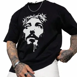 large T-Shirts For Men's 3D Jesus Print Man Short Sleeve T-Shirt Vintage Street Tops Hip Hop Tees Oversized T Shirt Men Clothes H9d6#