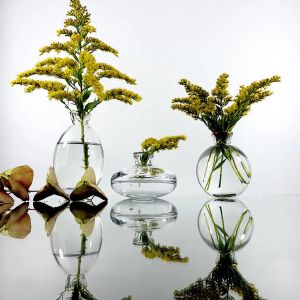 Vase Light Luxury Gold Transparentステンドグラス小さな花瓶の花のアレンジメント水耕栽培花の飾りウェディングテーブルトップの装飾