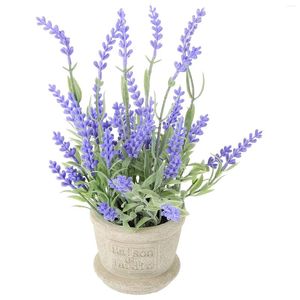 Decorative Flowers Home Decor Artificial Lavender Plant Flower Pot Dining Table Purple Potted Plants Office