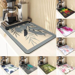 Tapetes de mesa estilo planta tapete de secagem absorvente para proteção de cozinha talheres placemats folhas padrão placemat prato almofada de silicone
