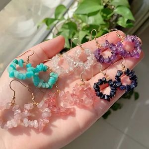 reiki crystal crystal arring chip jeds jeds flower circle stone tassel dangl