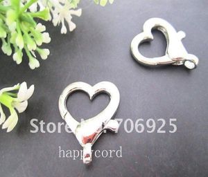 Целое серебряное покрытие Love Heart Lobster Clasps 22mmx27mm 50pcslot2957693