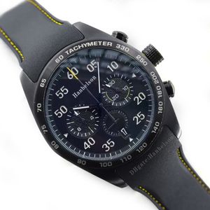 Herrenuhren im Sport-Rennstil VK Quarzwerk Uhr Schwarzes Zifferblatt Chronograph Lederarmband 44 mm Armbanduhren Hanbelson211p