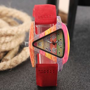 high quality luxury mens watch women Hot wooden female personality creative triangle small flying fish color womens Watch 9IPL