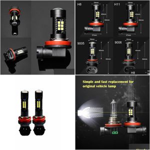 Car Bulbs 2Pcs H8 H11 Led Hb4 9006 Hb3 9005 Fog Lamp Bb 3030Smd 1200Lm 6000K White Driving Running Light 12V 24V8854998 Drop Delivery Dhkhm