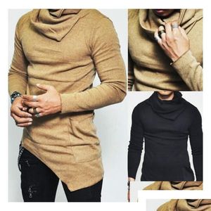 Mens Sweaters High-Necked Irregar Design Top Male Solid Color Casual Sweater Plover Drop Delivery Apparel Clothi Clothing Dhdv6