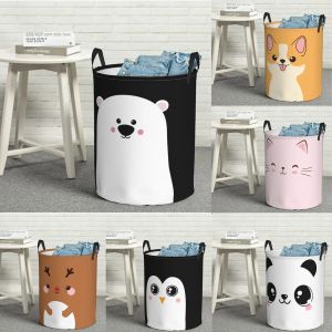 Cesti divertenti Kawaii Face Animal Lavaundry Basket Pield Bag Assicella Case Abiti per bambini Organizzatore di borsetta con manici