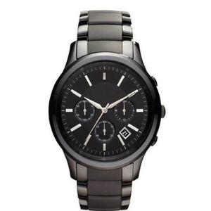 New Mens Quartz Chronograph Black Ceramic Watch AR1451 AR1452 Gents Wristwatch original box222H