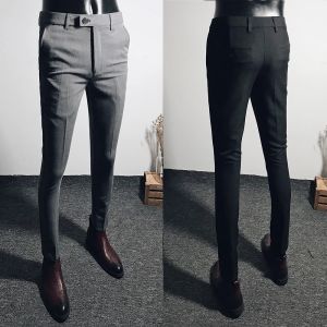 Pantaloni da abito elasticizzati di alta qualità per uomo Pantaloni eleganti da lavoro casual dritti tinta unita Pantaloni sociali da ufficio Abbigliamento da uomo