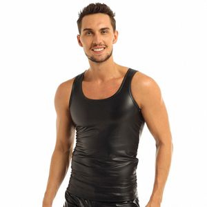 Iiniim Mens Moto Lingerie Tops for Evening Party Men's Clothing Leather Sreevel Vest Tank Takpwear Undershirt Waistcoat U3L3＃