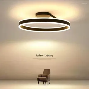 Chandeliers Modern Ring Led Ceiling Chandelier Dimmable Black White For Bedroom Table Dining Living Room Minimalist Pendant Lamps Lighting