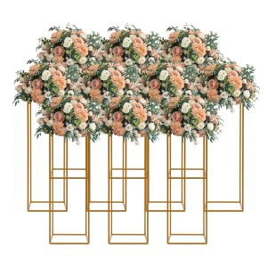 Decoration 4Pcs/10Pcs Gold Frame Backdrop Stand Rectangular Metal Flower Rack For Wedding Birthday Party Backdrop Decor