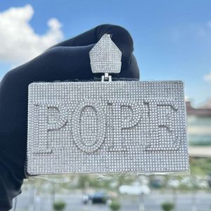 Joias de hip hop branco banhado a ouro esterlina sier completo vvs moissanite diamante gelado pingente retangular personalizado