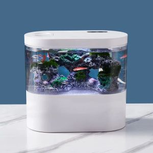 Tanks USB Mini Desktop Aquarium Buildin Water Pump / LED Light / Filter Self Circulation and Self Circulation Goldfish Tank