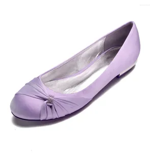 Casual Shoes Creativesugar Rounded Toe Satin Dress Flats With Knot Crystal Rhinestone Ring Elegant Bridal Wedding Prom Lady 15 Colors