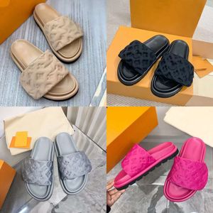 Sandali firmati Ciabatte con cuscino da piscina Sandali da donna Sunset Flat Comfort Ciabatte imbottite con cinturino anteriore Ciabatte alla moda facili da indossare