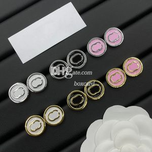 Circle Metal G Letter Stamps Ear Studs Stylish Enkla eleganta örhängen med Box Birthday Christmas Gift