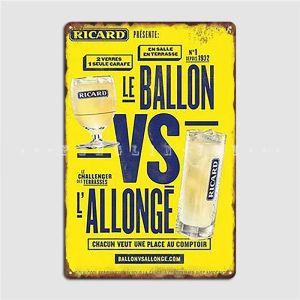 Stickning Ricard Le Ballon vs L Allonge Metal Plack Poster Custom Wall Pub Wall Decor Cave Pub Tin Sign Poster