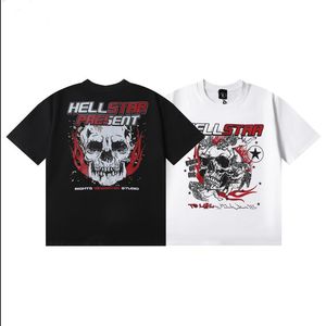 Hellstar 셔츠 디자이너 American Fashion Brand Mens 티셔츠 최고 품질의 두개골 인쇄 편지 Hellstar 남자 짧은 슬리브 스트리트 힙합 heldstar 짧은 슬리브 탑