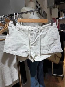 Damen Shorts American Vintage Weiß Denim Sommer Hohe Taille Taschen Gerade Kurze Jeans Frau Streetwear Mode All-Match Y2k Hose