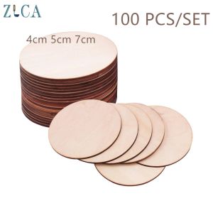 Crafts 100pcs/set 47cm Natural Blank Wood Pieces Slice Round Unfinished Wooden Discs DIY Crafts for Painting Wedding Party Decoration