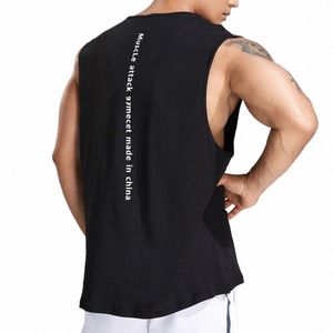 2023 neue Männer Druck Weste Gym Tank Top Männer Fitn Sleevel Hemd Männliche Übung Sport Weste Unterhemd Turnhallen Zug Kleidung s1rW #