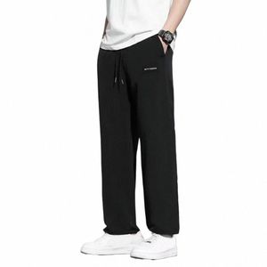 Män sommarsweatpants män sportbyxor andningsbara is silkemän tröjor med dragkammare midja breda ben för sommarsport w0pn#