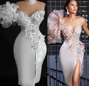 2024 ASO EBI Floral Sheath Prom Dress Lace Crystals Satin Evening Formal Party Second Reception 50th Birthday Engagement Gowns Dresses Robe de Soiree ZJ61