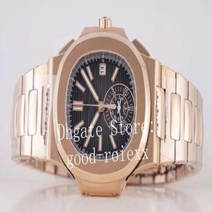 Orologi di lusso in oro rosa Orologio da uomo con movimento cronografo automatico Cal 28520 Complicazioni Data 5980 Eta Sport Nero Dia259P