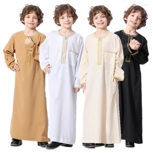 Ubranie etniczne plus size muzułmańskie arabskie chłopcy szata dzieci Abaya kaftan modlitwa islamska długie rękaw