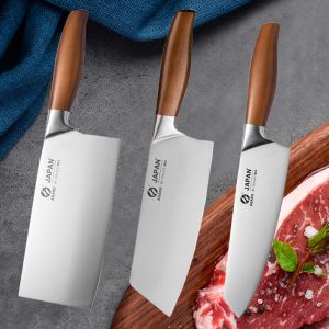 Knives 16pcs Japanese Chef Knife Set Stainless Steel Kitchen Knives Chop Bones Meat Cleaver Vegetable and Fruit Slicing Knife BBQ